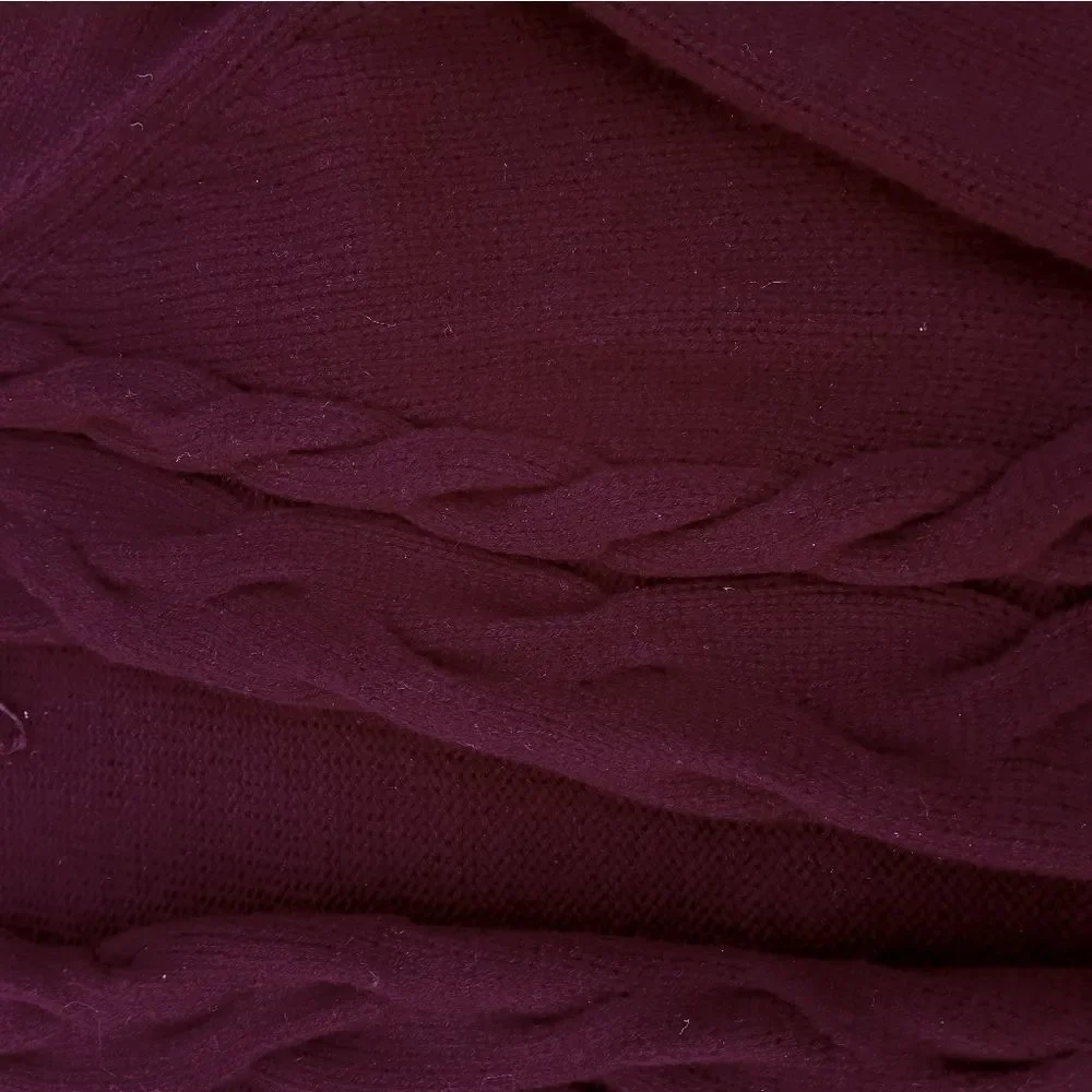 CROFT & BARROW L Knitted Burgundy Open Front Raglan Long Sleeve Cardigan Sweater